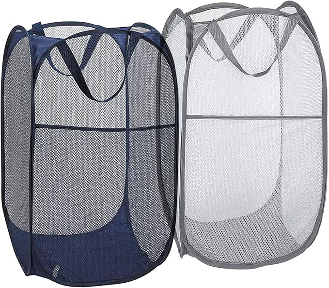 2 Pack Mesh Laundry Hampers, Pop Up Laundry Baskets, Collapsible Clothes by Buenod