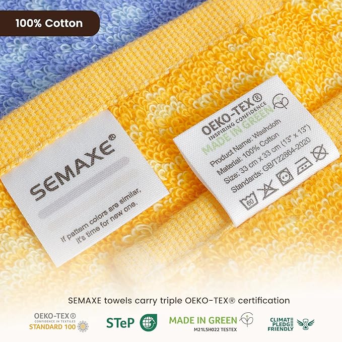 SEMAXE 100% Cotton Washcloths 12-Pack, 13 × 13 Inch Soft Luxury Face Towels – - Image 4