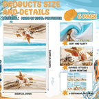 Breling Set of 6 Summer Beach Kitchen Towels Coastal Dish Towel Bathroom - Image 2