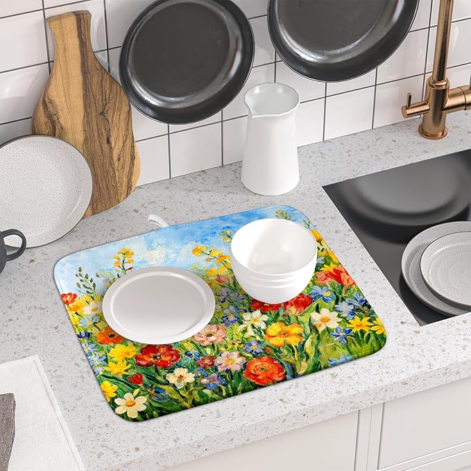 Spring Summer Floral Dish Drying Mat - Image 6