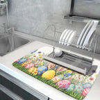 Easter Colorful Bunny Egg Flowers Dish Drying Mat 18 x 24 Inch Absorbent - Image 5