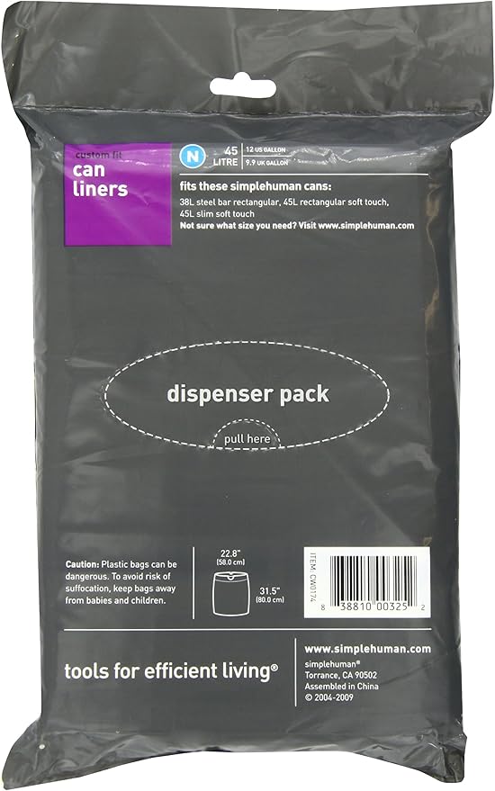 simplehuman Custom Fit Trash Can Liner N, 45 Liters / 12 Gallons - Image 2