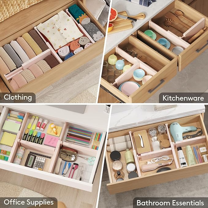 Lifewit 8 Pack 4" High Drawer Dividers 28-43.5cm/11-17" Adjustable Drawer - Image 7