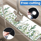 Watercolor Green Branch Leaves Dish Drying Mat - Image 7