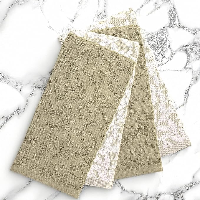 MosJos 4 Pack Hand Towels, Cotton Sage Green and White Floral Kitchen Towel - Image 8