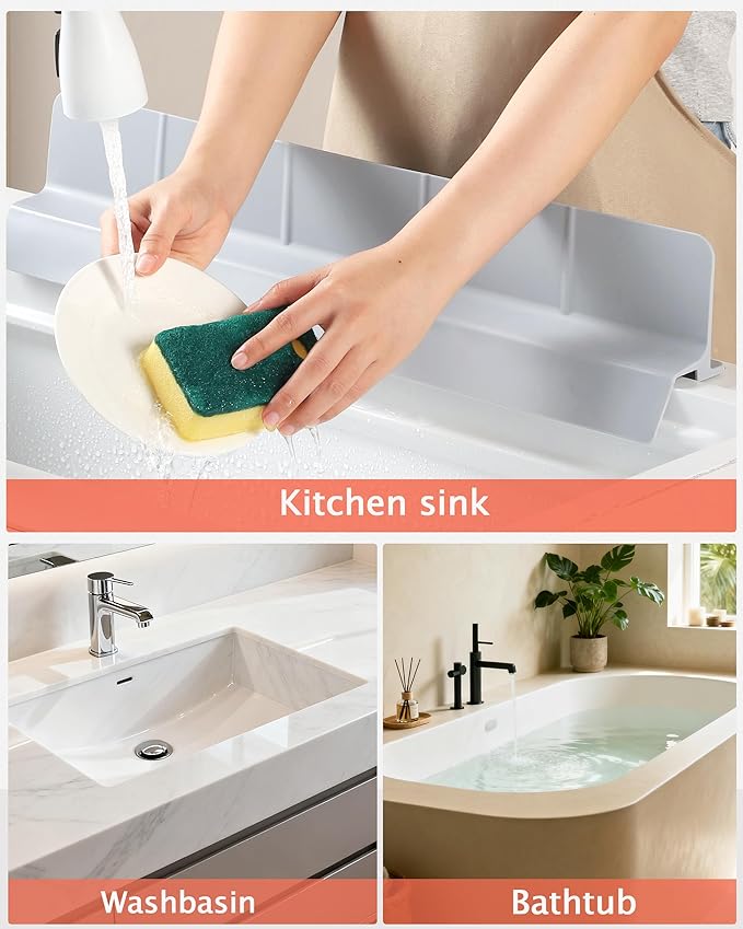 Kitchen Sink Splash Guard 23" Self-Draining Silicone Water Guard - Image 7