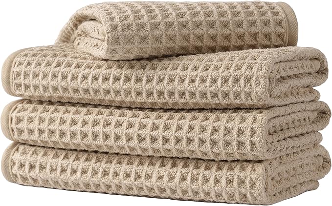 Microfiber Waffle Face Towels, 4 Pieces, Fast Drying, Lint Free 430 GSM by Unknown