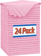 FIXSMITH Microfiber Cleaning Cloth, Shop Towels Bulk, 24 Pack Pink Microfiber by FIXSMITH