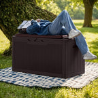 Greesum 100 Gallon Resin Deck Box Large Outdoor Storage with Cushions for Patio Furniture, Garden Tools, Pool Supplies, Weatherproof and UV Resistant, Lockable, Dark Brown - Image 2
