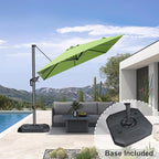PURPLE LEAF 8 Feet Square Cantilever Umbrella Patio Umbrella with Base Outdoor Umbrella Aluminum Offset with 360-degree Rotation for Garden Deck Pool Patio Apple Green - Image 2