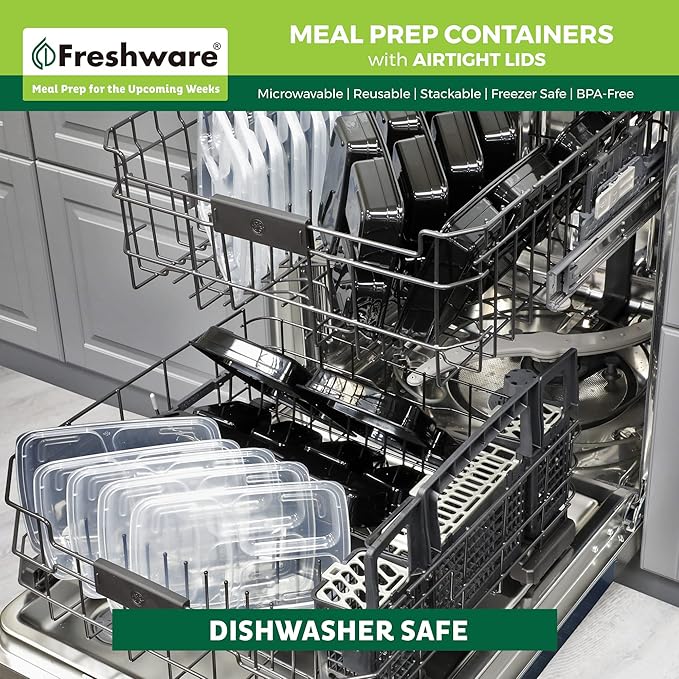 Freshware Meal Prep Containers 3 Compartment Food Containers - Image 7