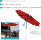 Sunnydaze Outdoor Patio Umbrella - Polyester Table Market Umbrella with Push-Button Tilt and Crank - 8 Sturdy Ribs - Burnt Orange - 9ft - Image 2