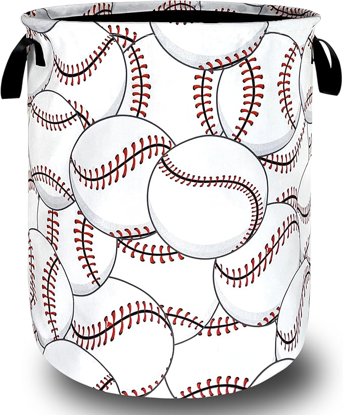 Personalize Baseball Laundry Basket Oxford Cloth Foldable Funny Laundry Hamper by Unknown