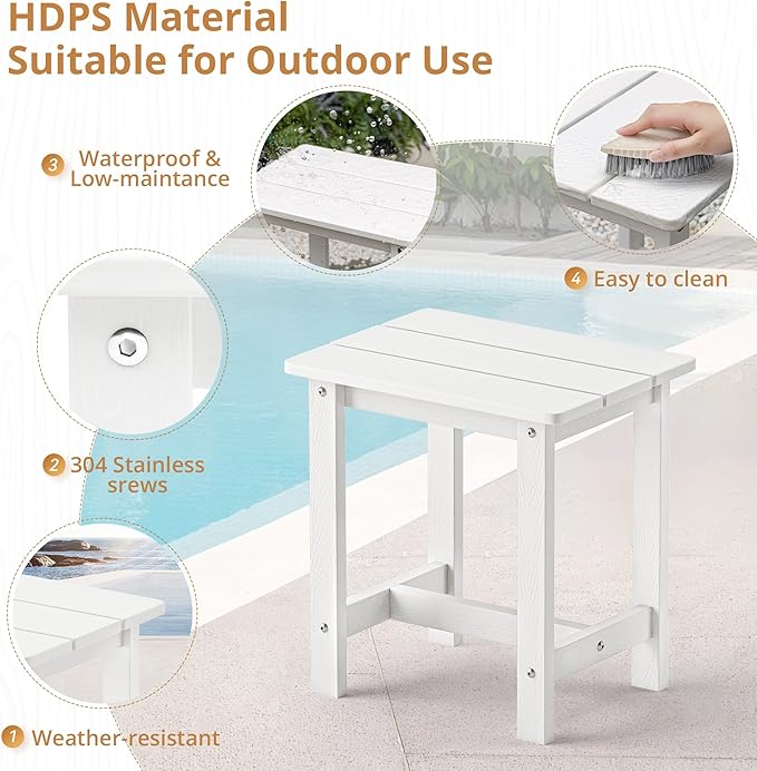 LUE BONA Outdoor Rocking Chairs Set, 3-Piece, HDPS Poly Porch Rockers with Table, Plastic Weather Resistant Rocking Chair Set for Outdoor Indoor, Garden, Backyard, 350lb,White Chairs+Table - Image 9