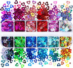 12 Colors Heart Nail Art Glitter Sequins, 3D Love Heart Nail Flakes Designs - Image 5