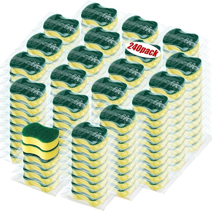 Tanlade 240 Pcs Individually Wrapped Sponges Kitchen Bulk Non Scratch Scouring by Tanlade