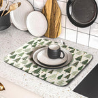 Christmas Dish Drying Mat for Kitchen Counter 16x18 Green Xmas Tree Block Print - Image 5