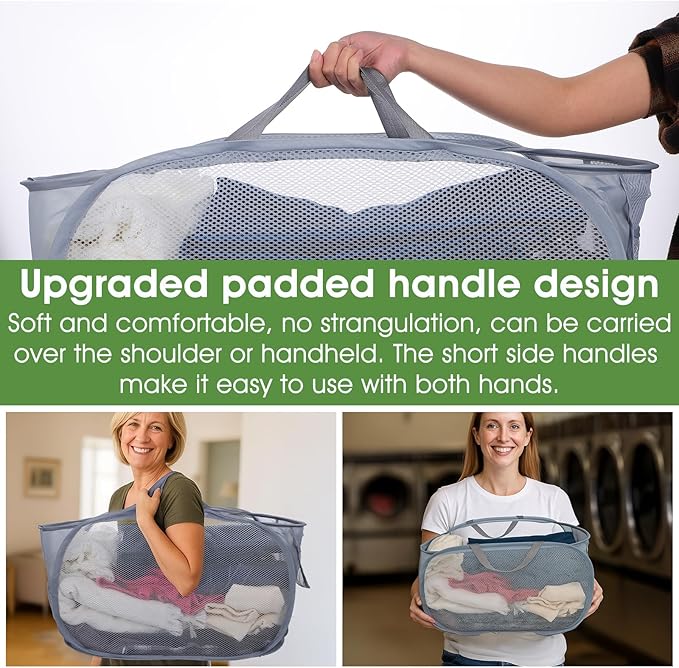 4 Pack Pop-Up Mesh Laundry Basket, Open Collapsible Laundry Baskets - Image 7