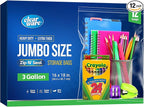 12 Large Storage Bags With Zipper Top by CLEARWARE