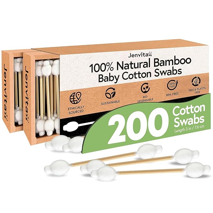 100% Bamboo Cotton Swabs for Ears by Jenvita