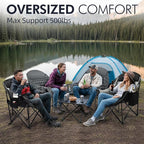 Oversized Camping Chair for Adults - Heavy Duty Outdoor Padded Large Lawn Camp Chair with Cup Holder Cooler Pockets for Sports Beach Fishing Garden Portable Supports 500lbs, Black/Grey 2 Pack - Image 2