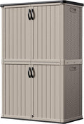 Devoko Outdoor Storage Cabinet 50 Cu Ft with Lockable Doors, Vertical Storage Shed Waterproof Patio Tools Storage Box for Sofa Cushions, Gardening Tools and Accessories (Beige) by DEVOKO