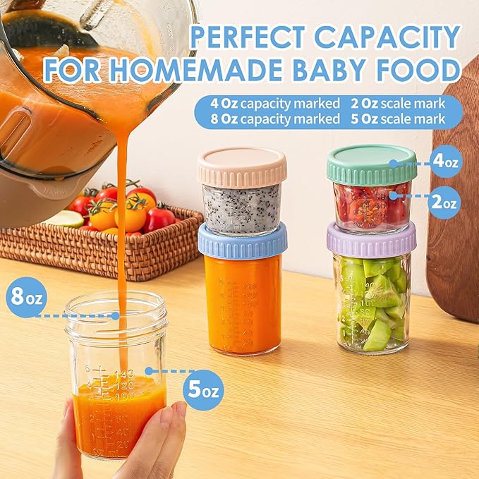 DRKIO 12 Pack Glass Baby Food Storage Containers - Image 3