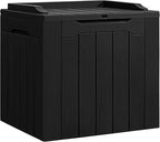 Flamaker Deck Box 31 Gallon Waterproof Resin Small Deck Box with Lid, Indoor Outdoor Package Delivery Box, Organization and Storage for Patio Furniture, Garden Tools, Outdoor Cushions (Black) by Flamaker