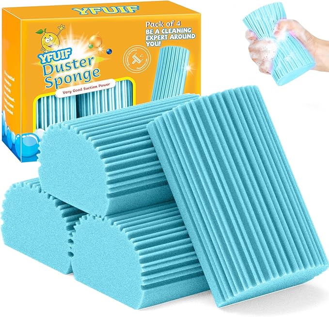 4 Pack Damp Clean Duster Sponge, Magic Sponge Eraser by YFUIF