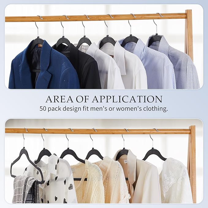 Plastic Coat Hangers 50-Pack, Space Saving Closet Hangers - Image 7