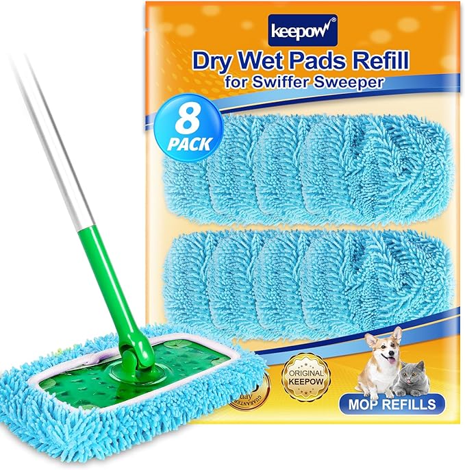 KEEPOW Wet Pads Refill for Swiffer Sweeper Mop and Sweep & Mop Deluxe by KEEPOW