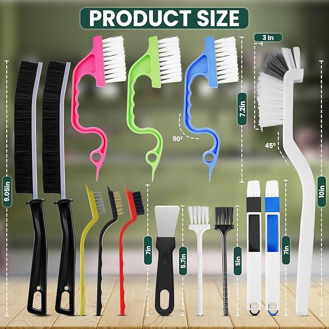 14 Pcs Crevice Cleaning Brush Set – Hard Bristle Cleaning Tools - Image 2