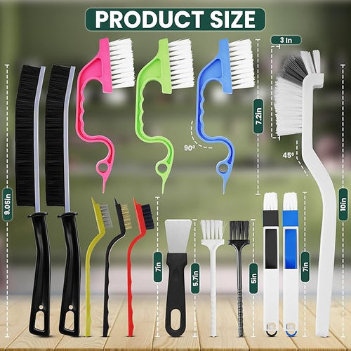 14 Pcs Crevice Cleaning Brush Set – Hard Bristle Cleaning Tools - Image 2