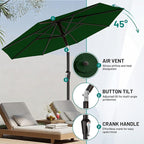 AreShark 9 FT Patio Umbrella for Outdoor, Outdoor Table Umbrella with Push Button Tilt and Crank, Outdoor Patio Umbrellas with 8 Sturdy Ribs for Market, Garden, Pool (Dark Green) - Image 5