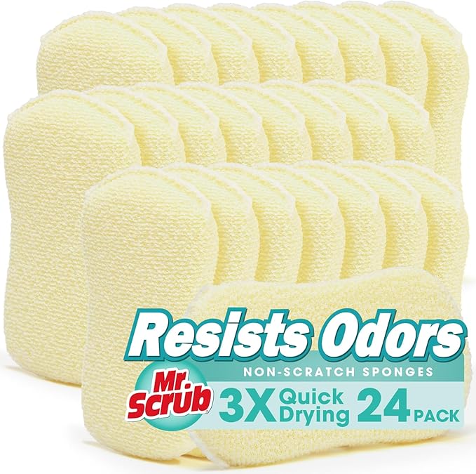 Sponges Kitchen Scrub Dish Sponge Scouring Pad, 24 Pack Cleaning Brush Scrubber by MrScrubCleaninghelpers