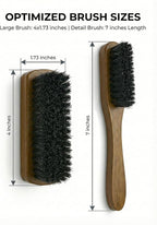 TAKAVU Leather & Upholstery Cleaning Brush Set, 100% Black Boar Bristle - Image 2