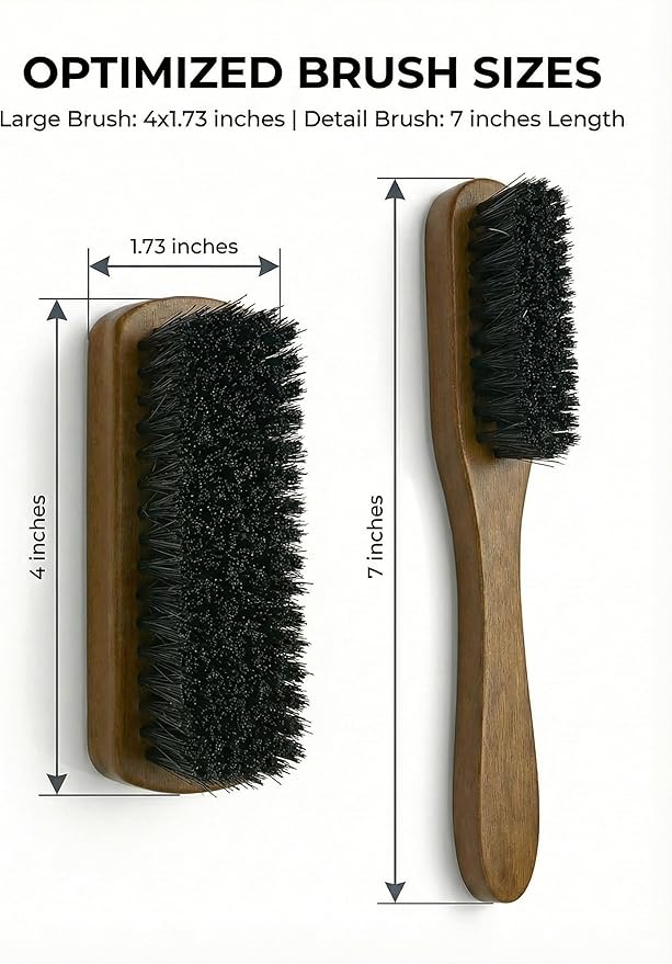 TAKAVU Leather & Upholstery Cleaning Brush Set, 100% Black Boar Bristle - Image 2