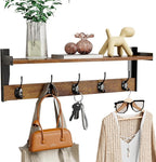Coat Rack with Wall Mount, 23 Inch Long Entryway Wall Shelf with Hooks by Unknown
