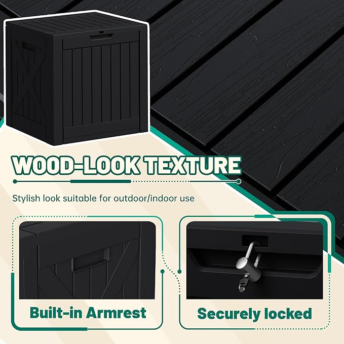 Devoko 40 Gallon Deck Box Outdoor Storage Box Waterproof for Patio, Large Outdoor Storage Bench Lockable for Outside (Black, 40 Gallon) - Image 2