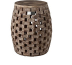 Balkene Home 62419 Maya Oval Rustic Garden Stool Wood Outdoor Seating & End Table Portable Adaptable Outdoor Furniture - Seasoned Patina Finish by Patio+Sense