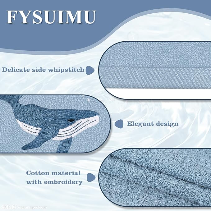 3Pcs Nautical Hand Towels Cotton Embroidered Bathroom Towels Anchor Starfish - Image 3