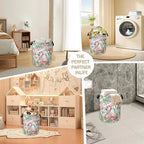 Watercolor Flamingo Laundry Hamper, Tropical Flower Leaves Clothes Hamper - Image 6
