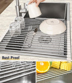 Tomorotec 17.7" x 15.5" Roll Up Dish Drying Rack Over Sink Drying Rack Sink - Image 2