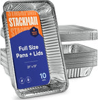 10-Pack Large Aluminum Steam Pans by StackMan