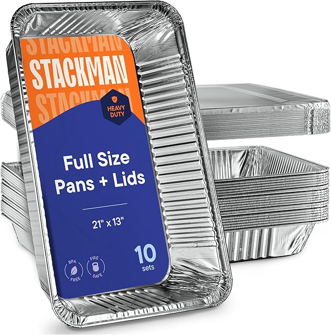 10-Pack Large Aluminum Steam Pans by StackMan