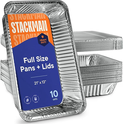 10-Pack Large Aluminum Steam Pans by StackMan