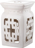 Safavieh Castle Gardens Collection Beijing Filigree Antique White Glazed Ceramic Garden Stool by SAFAVIEH