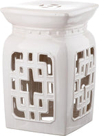 Safavieh Castle Gardens Collection Beijing Filigree Antique White Glazed Ceramic Garden Stool by SAFAVIEH