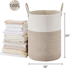 VIPOSCO Large Laundry Hamper, Tall Woven Rope Storage Basket - Image 3