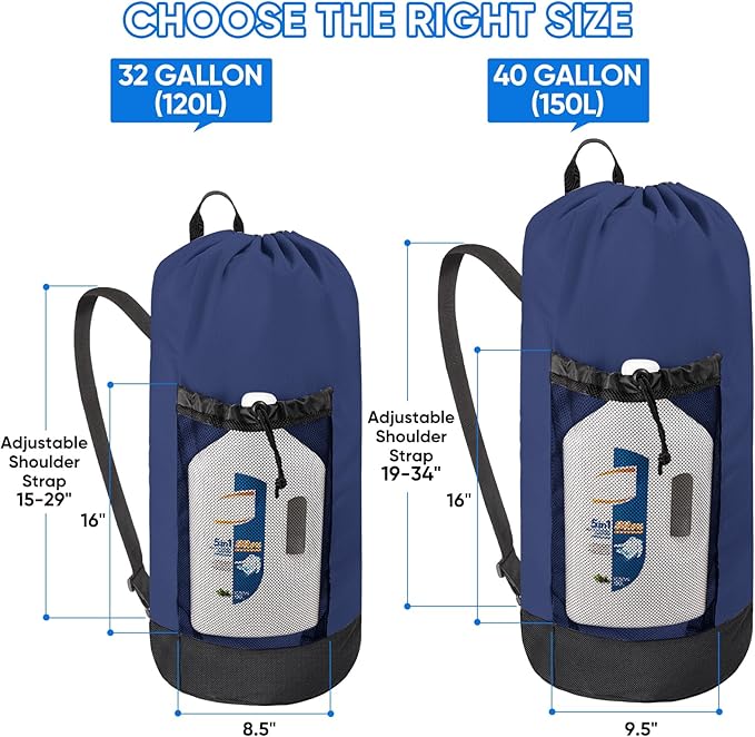 BALEINE 150L Laundry Bag Backpack, 900D Oxford Fabric Large Travel Laundry Bags - Image 3